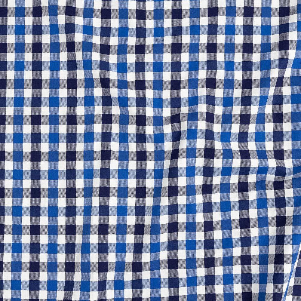 Premium Blueprint and Navy Large Tattersall Checkered Cotton Shirting