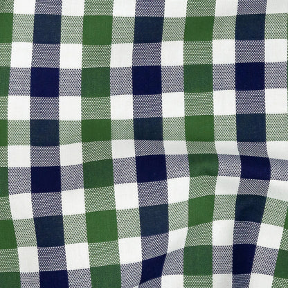 Premium Emerald and Navy Large Tattersall Checkered Cotton Shirting Detail