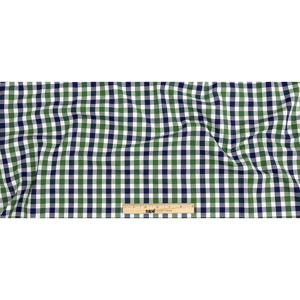 Premium Emerald and Navy Large Tattersall Checkered Cotton Shirting Full