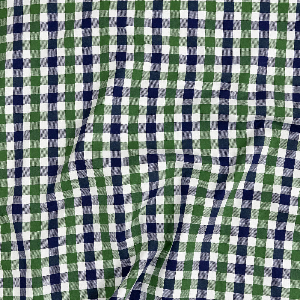 Premium Emerald and Navy Large Tattersall Checkered Cotton Shirting