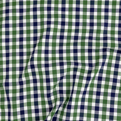 Premium Emerald and Navy Large Tattersall Checkered Cotton Shirting