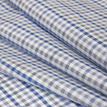 Premium Blue, Eventide and White Plaid Cotton Shirting Folded