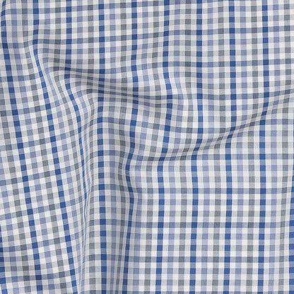 Premium Blue, Eventide and White Plaid Cotton Shirting Detail