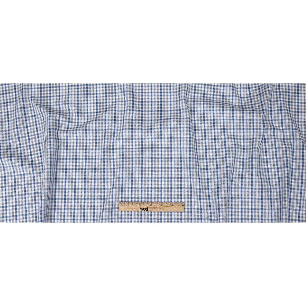 Premium Blue, Eventide and White Plaid Cotton Shirting Full