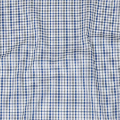 Premium Blue, Eventide and White Plaid Cotton Shirting