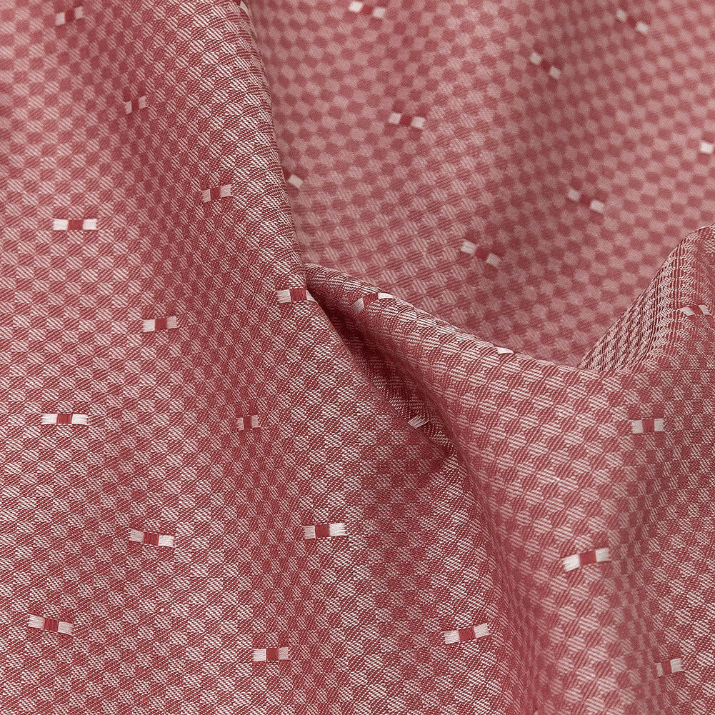 Premium Red Minute Checks Dobby Cotton Shirting Detail