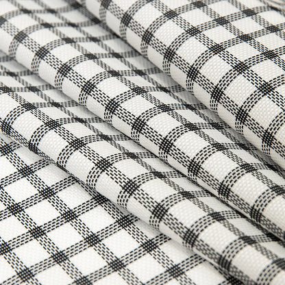 Premium Black and White Plaid Basketweave Cotton Shirting Folded