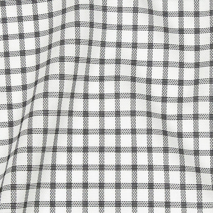 Premium Black and White Plaid Basketweave Cotton Shirting Detail