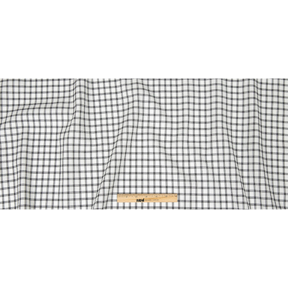 Premium Black and White Plaid Basketweave Cotton Shirting Full