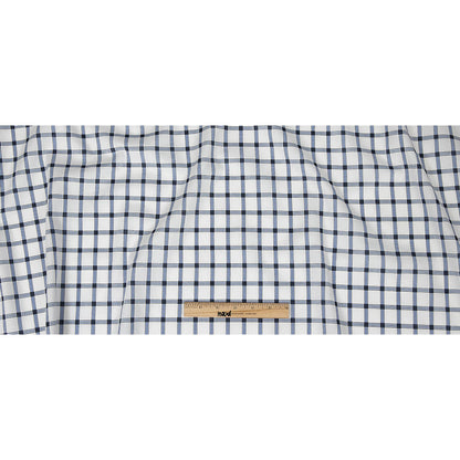 Premium Blue, Black and White Checkered Dobby Cotton Shirting Full