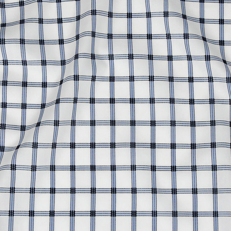 template--25130090922057__main-Premium Blue, Black and White Checkered Dobby Cotton Shirting