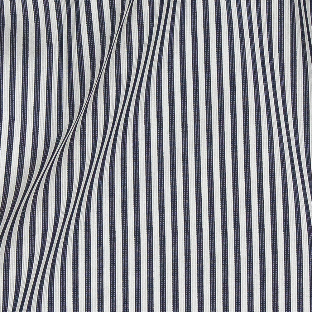 Premium Midnight Navy and White Candy Striped Dobby Cotton Shirting Detail