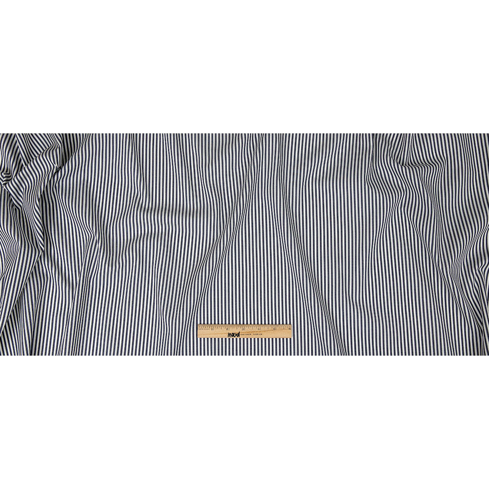 Premium Midnight Navy and White Candy Striped Dobby Cotton Shirting Full