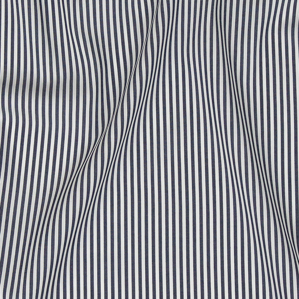 Premium Midnight Navy and White Candy Striped Dobby Cotton Shirting