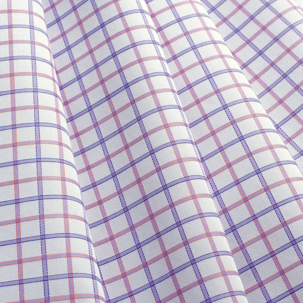 Premium Light Purple and Pink Tattersall Checkered Cotton Shirting Folded