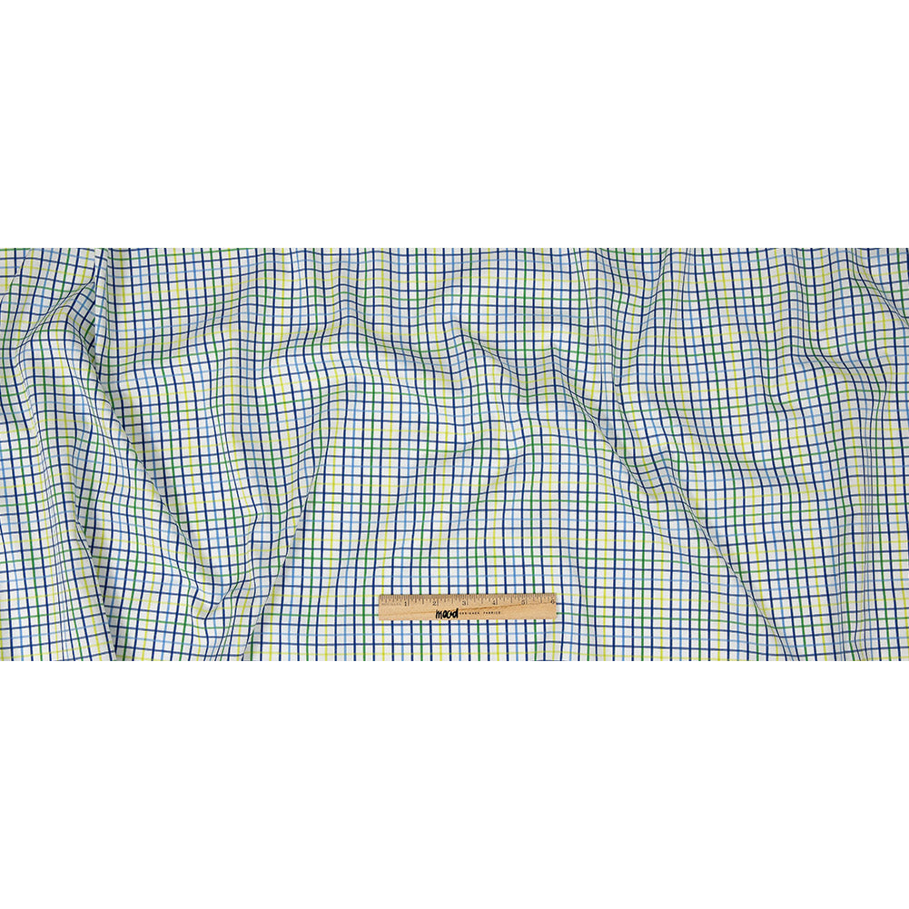 Premium Gradient Green and Olympian Blue Checkered Cotton Shirting Full