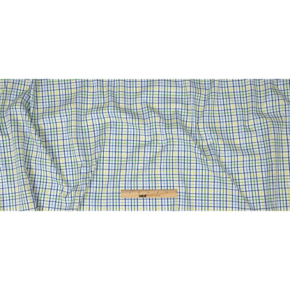 Premium Gradient Green and Olympian Blue Checkered Cotton Shirting Full