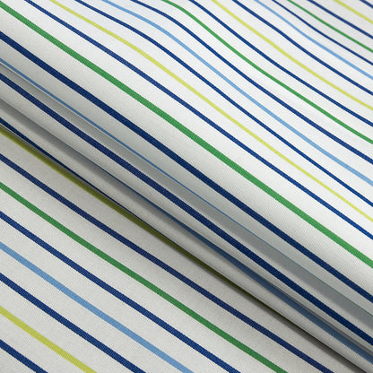 Premium Gradient Green and Blue Pencil Stripes Twill Cotton Shirting Folded