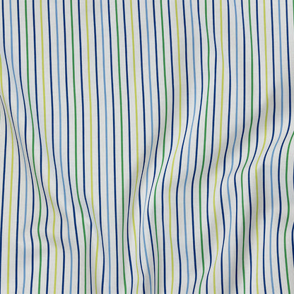 Premium Gradient Green and Blue Pencil Stripes Twill Cotton Shirting Detail