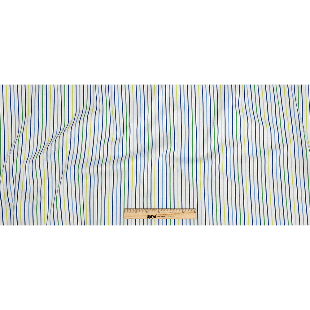 Premium Gradient Green and Blue Pencil Stripes Twill Cotton Shirting Full