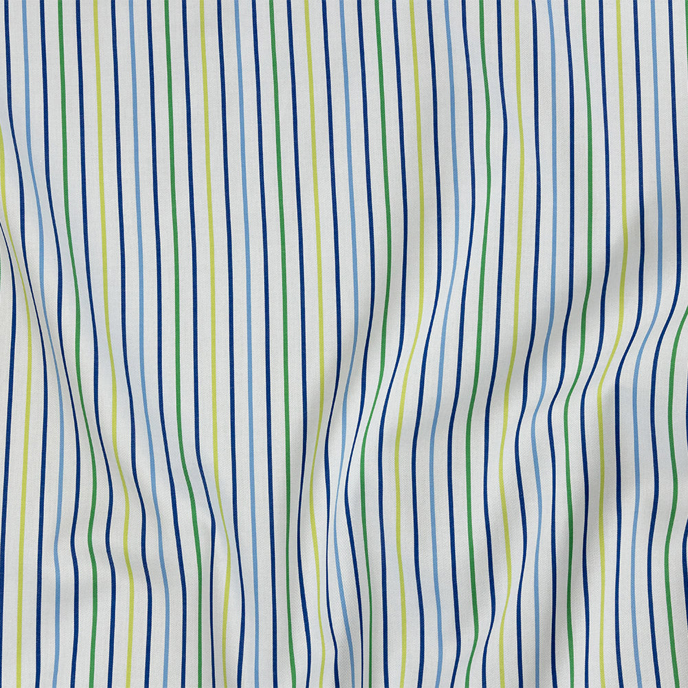 Premium Gradient Green and Blue Pencil Stripes Twill Cotton Shirting