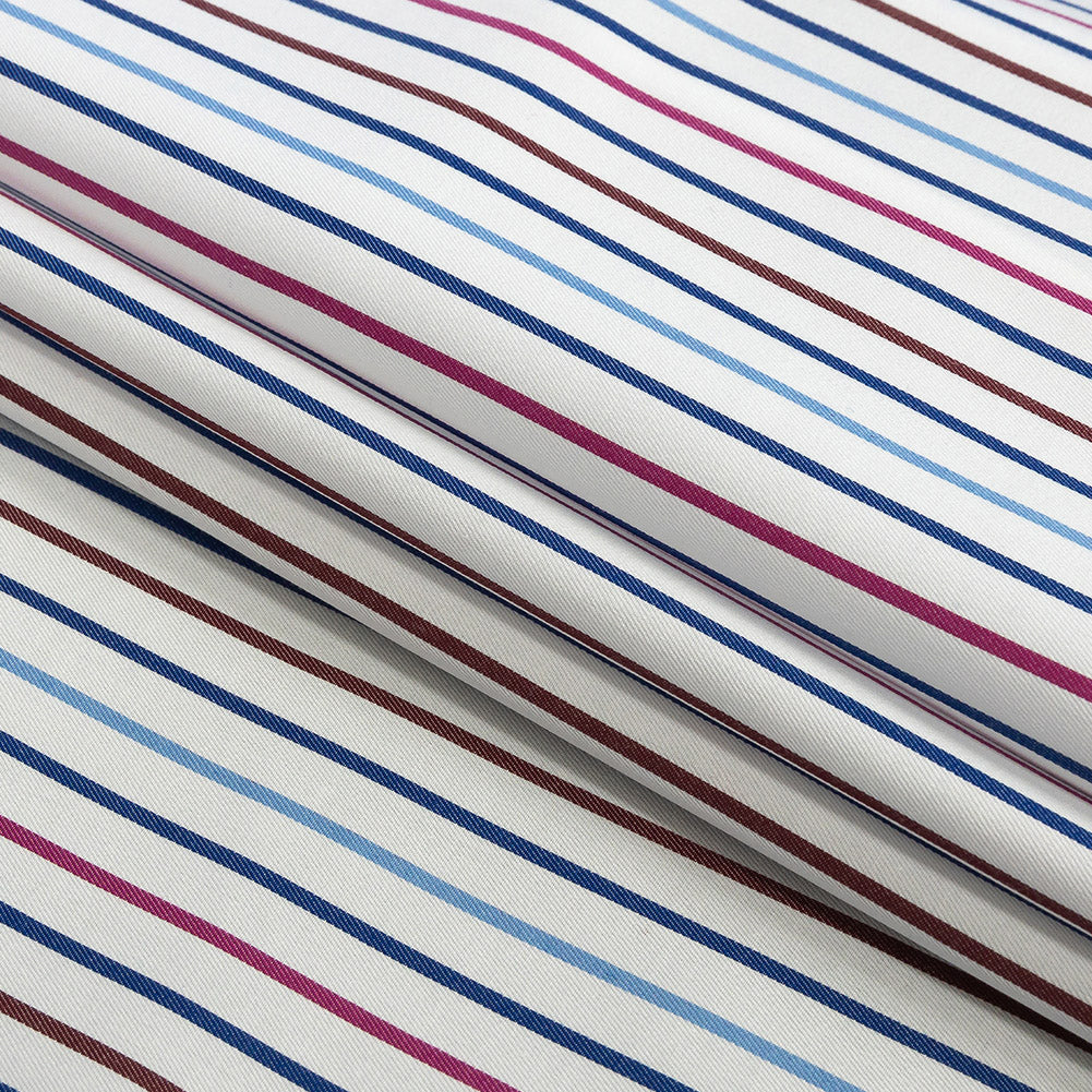 Premium Red, White and Blue Pencil Stripes Twill Cotton Shirting Folded