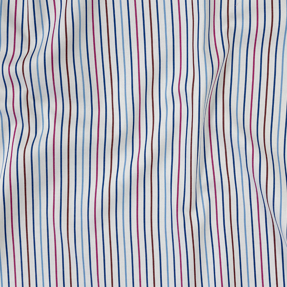 Premium Red, White and Blue Pencil Stripes Twill Cotton Shirting