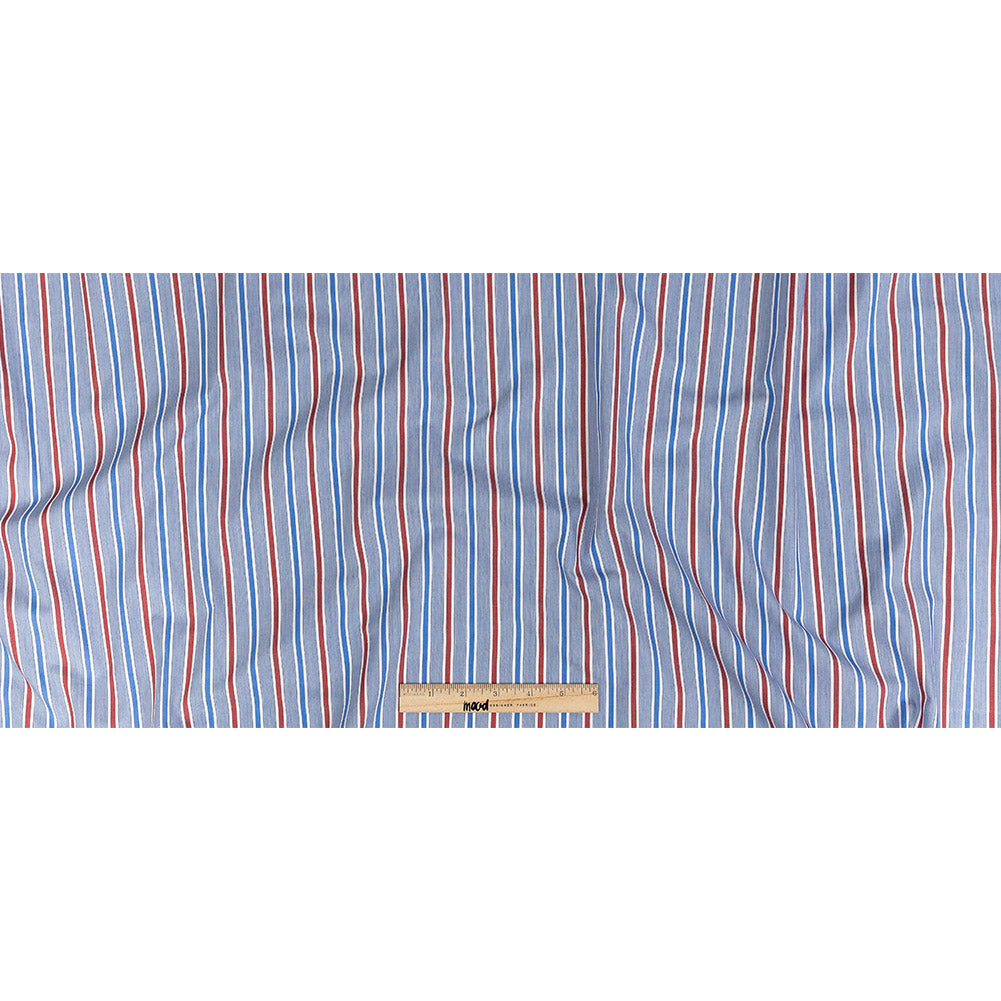 Premium Red, White and Blue Ticking Stripes Twill Cotton Shirting Full