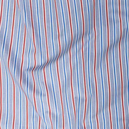 Premium Red, White and Blue Ticking Stripes Twill Cotton Shirting