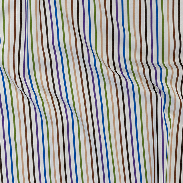 Premium Cool-Tones Multicolor Pencil Stripes Dobby Cotton Shirting