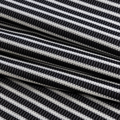 Premium Silver and Espresso Railroad Tracks Cotton Shirting Folded