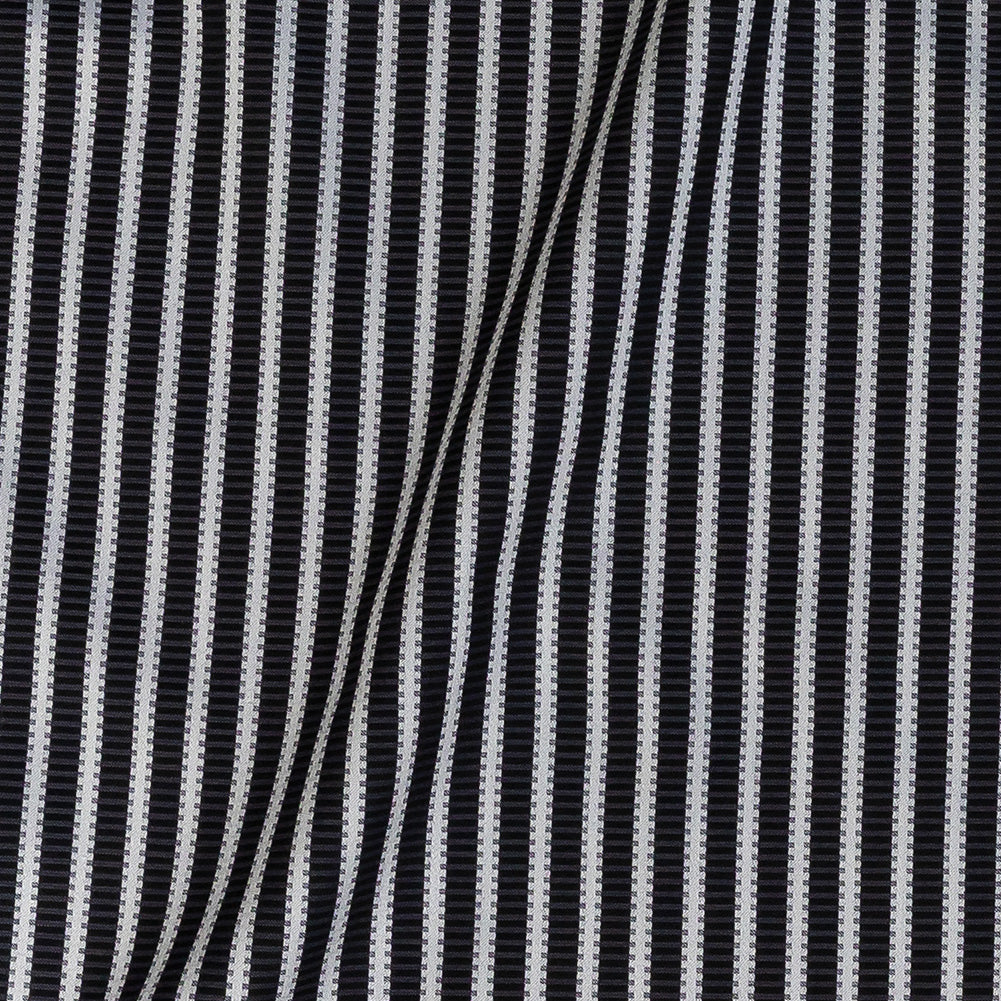Premium Silver and Espresso Railroad Tracks Cotton Shirting Detail