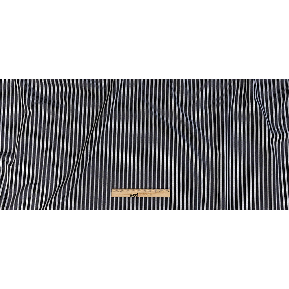 Premium Silver and Espresso Railroad Tracks Cotton Shirting Full