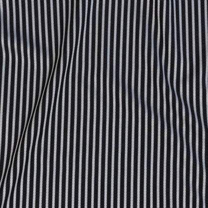 Premium Silver and Espresso Railroad Tracks Cotton Shirting