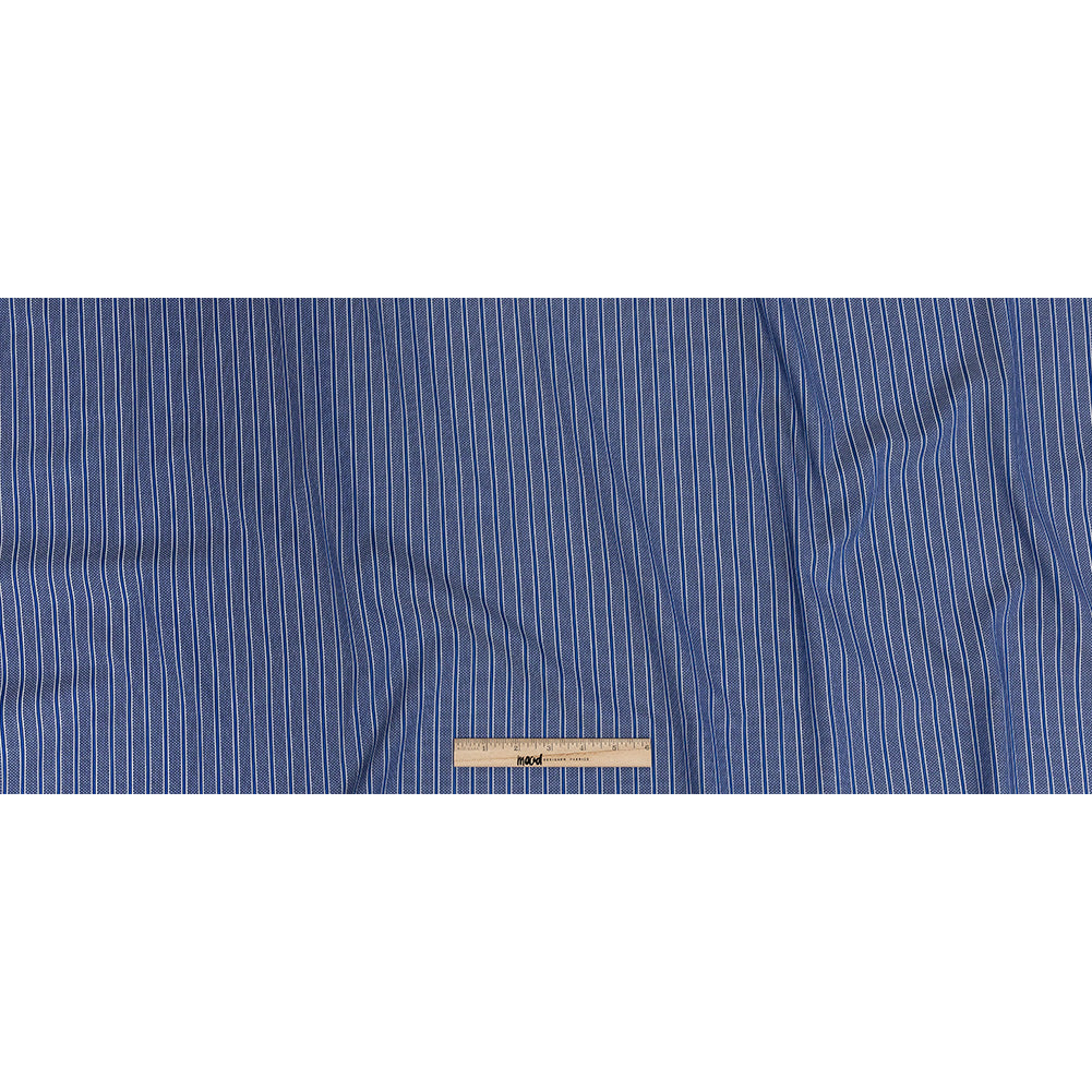 Premium Medium Blue Checks and Stripes Cotton Shirting Full