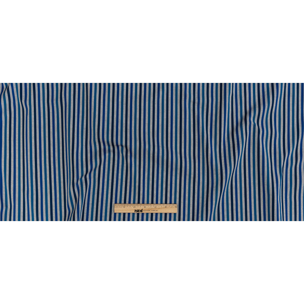 Premium Gradient Blue Bengal Stripes and Checks Cotton Shirting Full