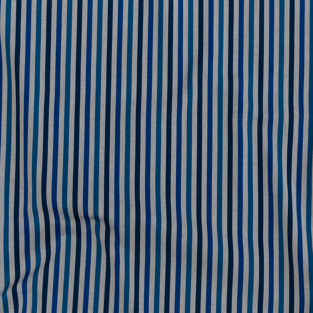 Premium Gradient Blue Bengal Stripes and Checks Cotton Shirting