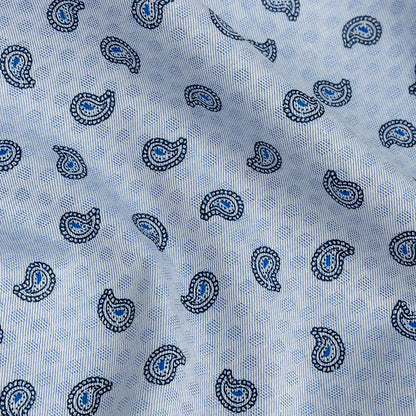 Premium Light Blue Paisley Printed Cotton Shirting Detail