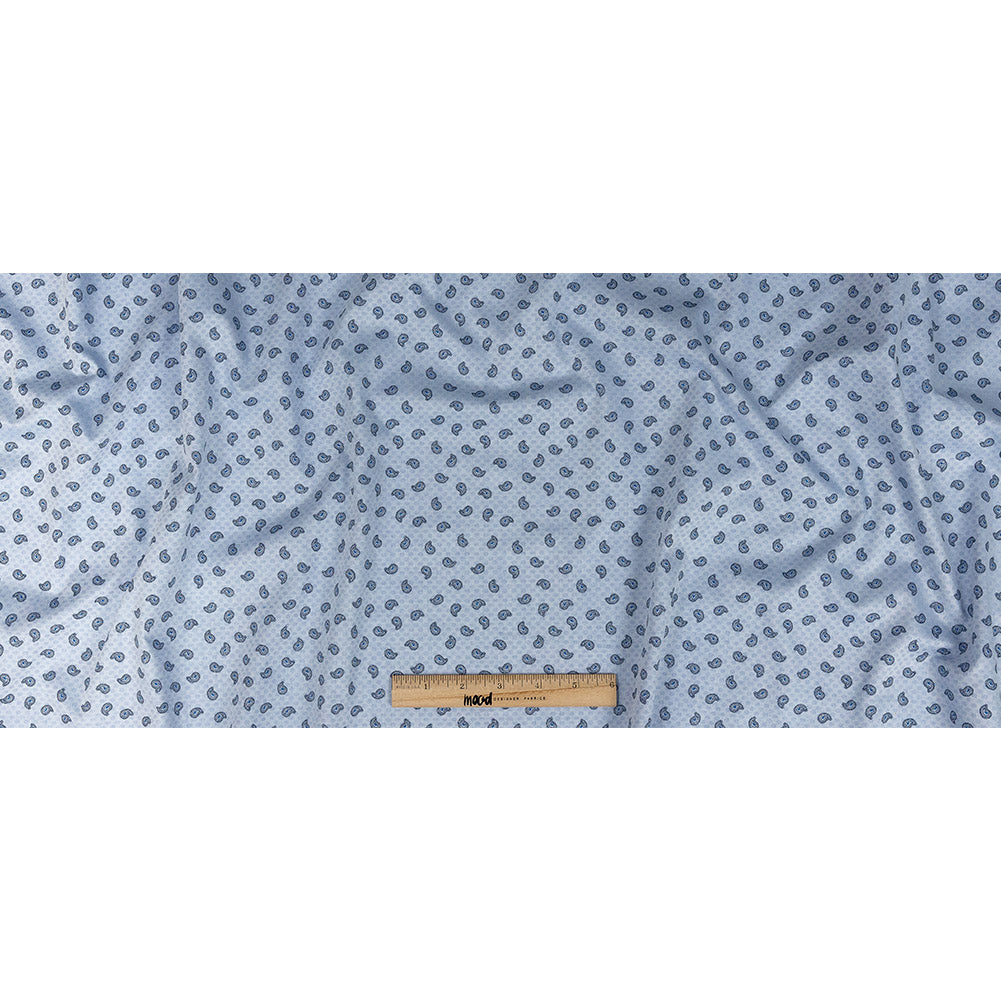 Premium Light Blue Paisley Printed Cotton Shirting Full