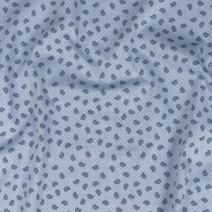 Premium Light Blue Paisley Printed Cotton Shirting