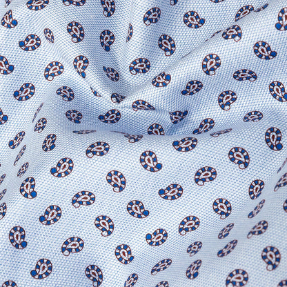 Premium Blue and Red Paisley Printed Cotton Shirting Detail