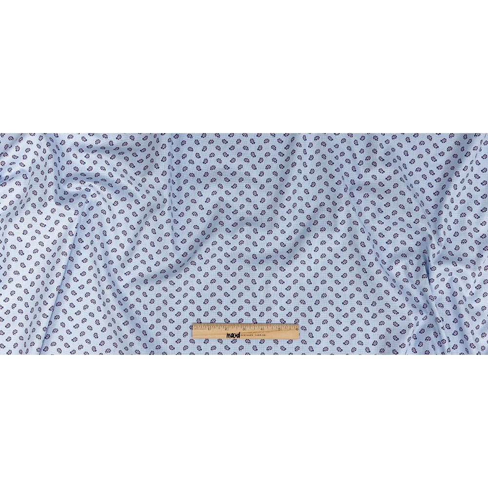 Premium Blue and Red Paisley Printed Cotton Shirting Full