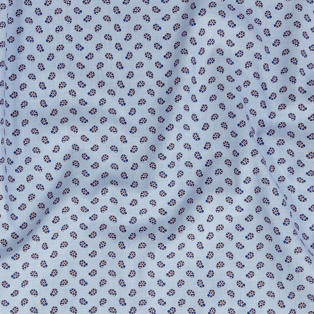 Premium Blue and Red Paisley Printed Cotton Shirting