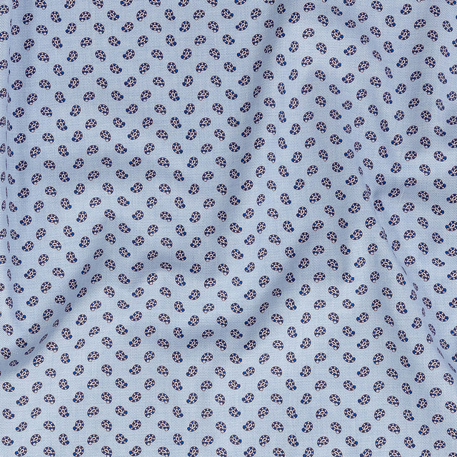 Premium Blue and Red Paisley Printed Cotton Shirting