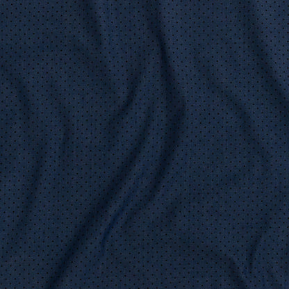 Premium Denim and Black Printed Polka Dots Cotton Shirting