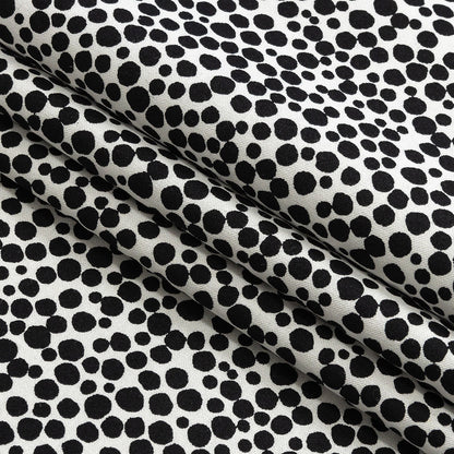 Premium Black and White Circles Printed Twill Cotton Shirting Folded