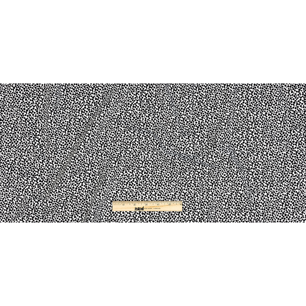 Premium Black and White Circles Printed Twill Cotton Shirting Full