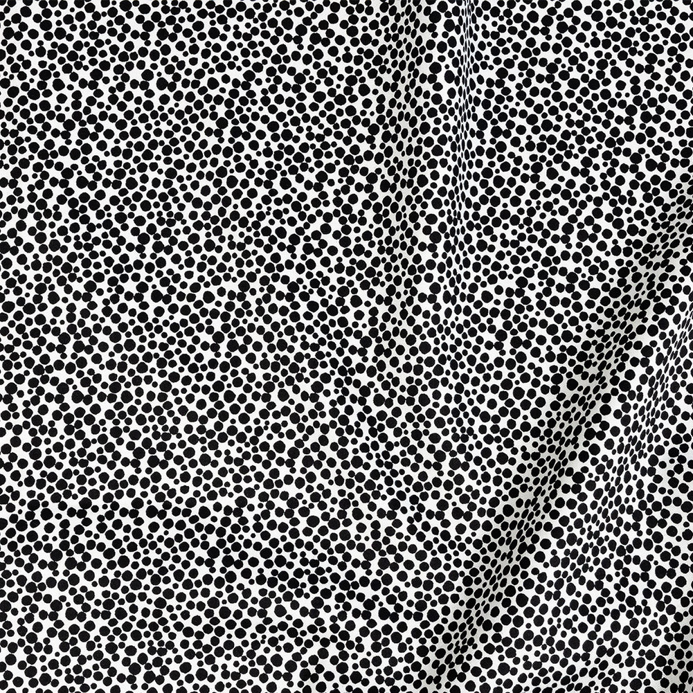 Premium Black and White Circles Printed Twill Cotton Shirting