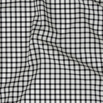Premium Black and White Patterned Checks Two-Ply Cotton Shirting