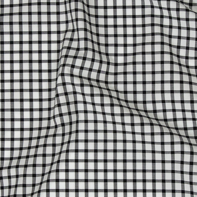 Premium Black and White Patterned Checks Two-Ply Cotton Shirting